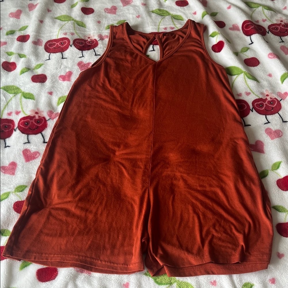 Rust Orange Sleeveless Romper
